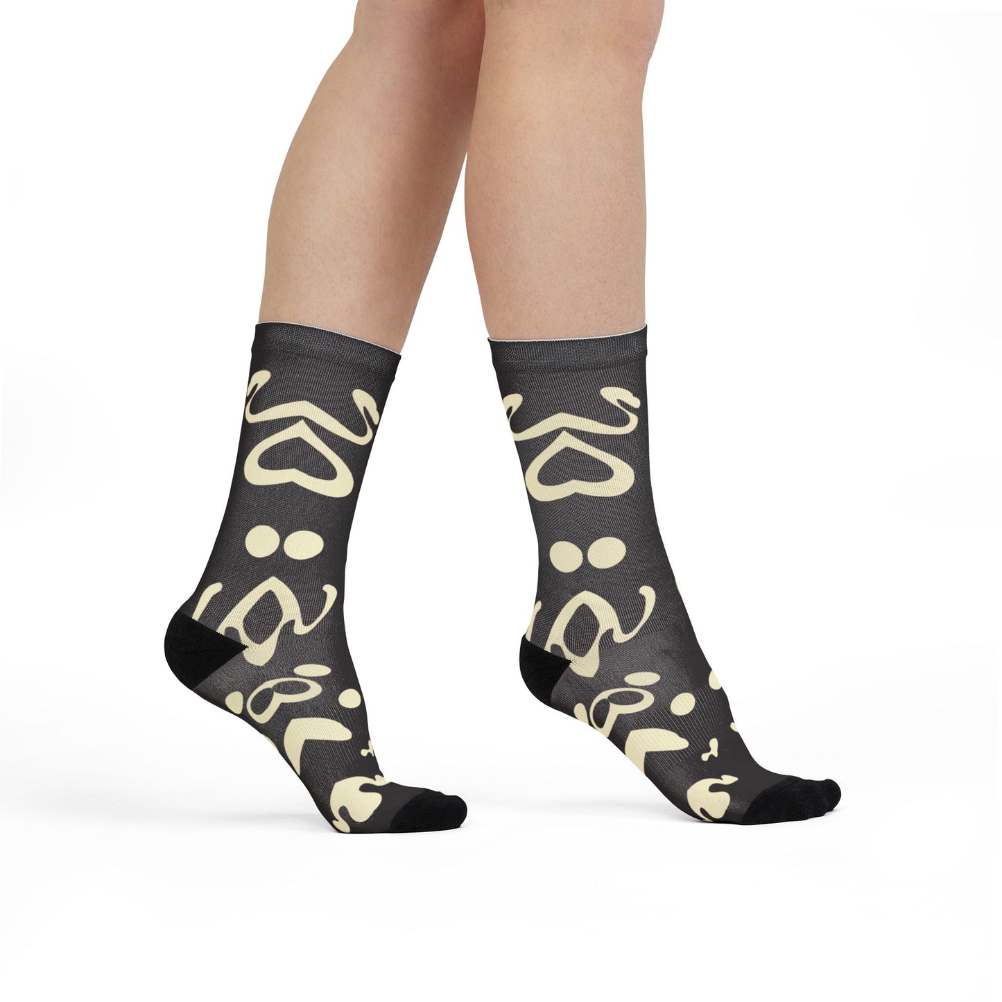 Mirror Work Color Crew Socks - Smoke Signal Black
