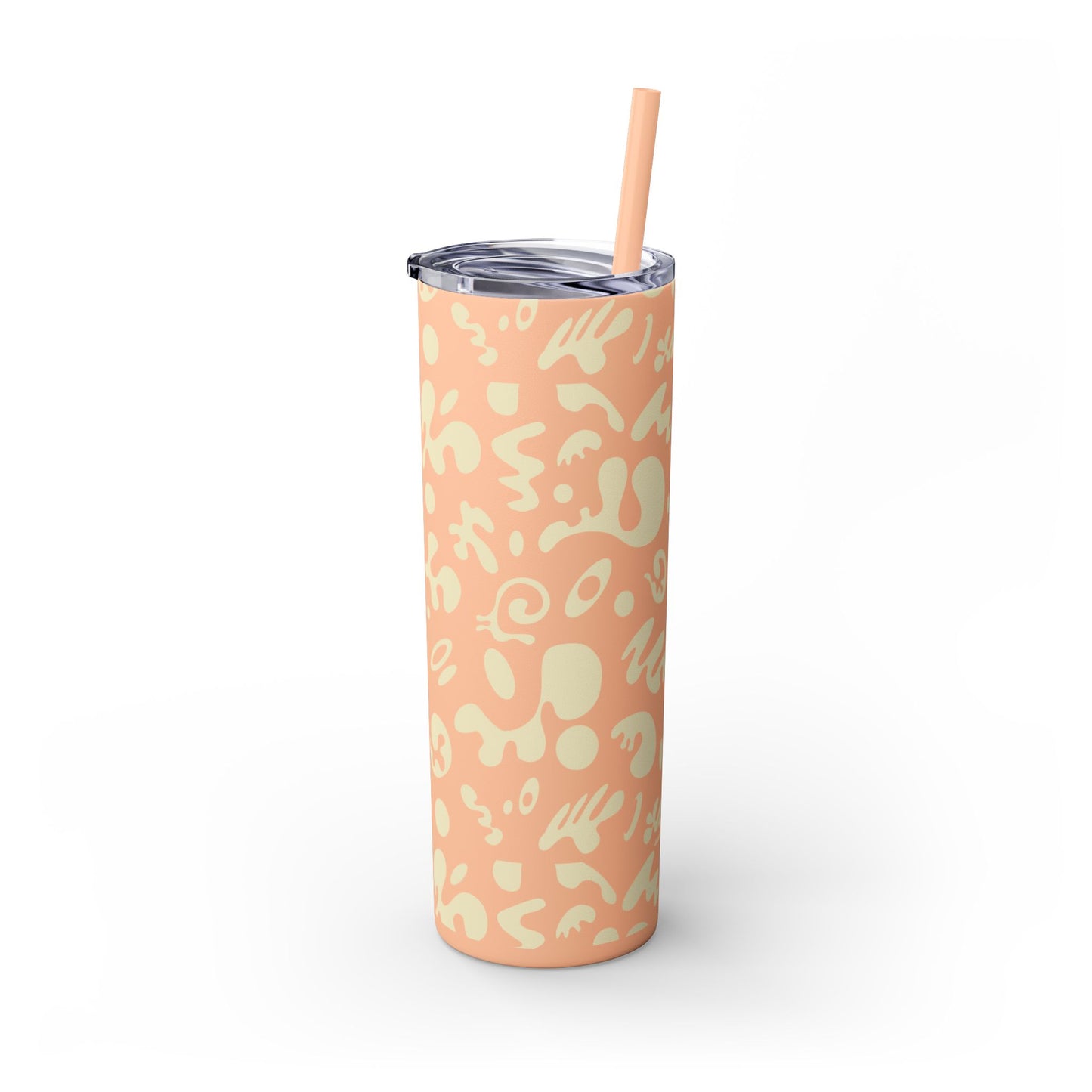 Mirror Work Skinny Color Tumbler w Straw - Blank Page White Print