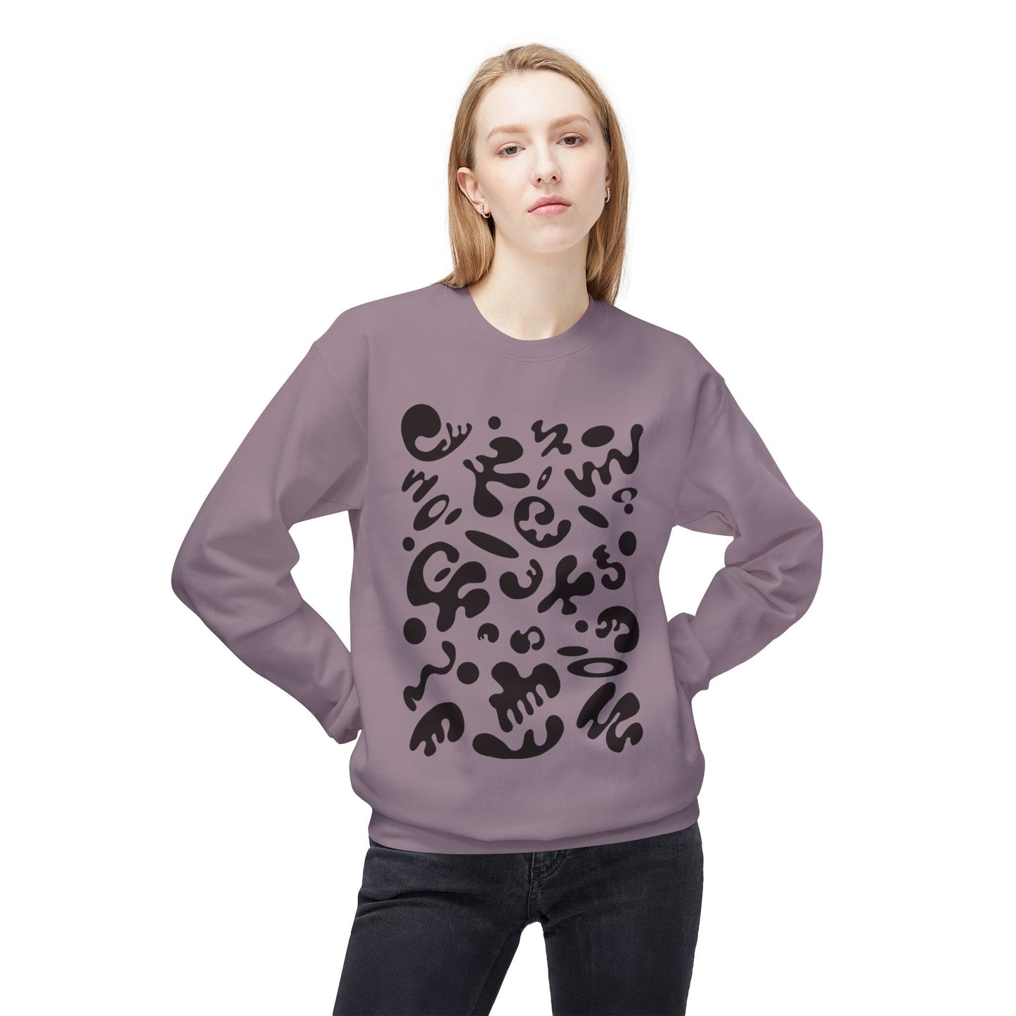 Pure Imagination Unisex Midweight Softstyle Fleece Crewneck Sweatshirt - Smoke Signal Black Print