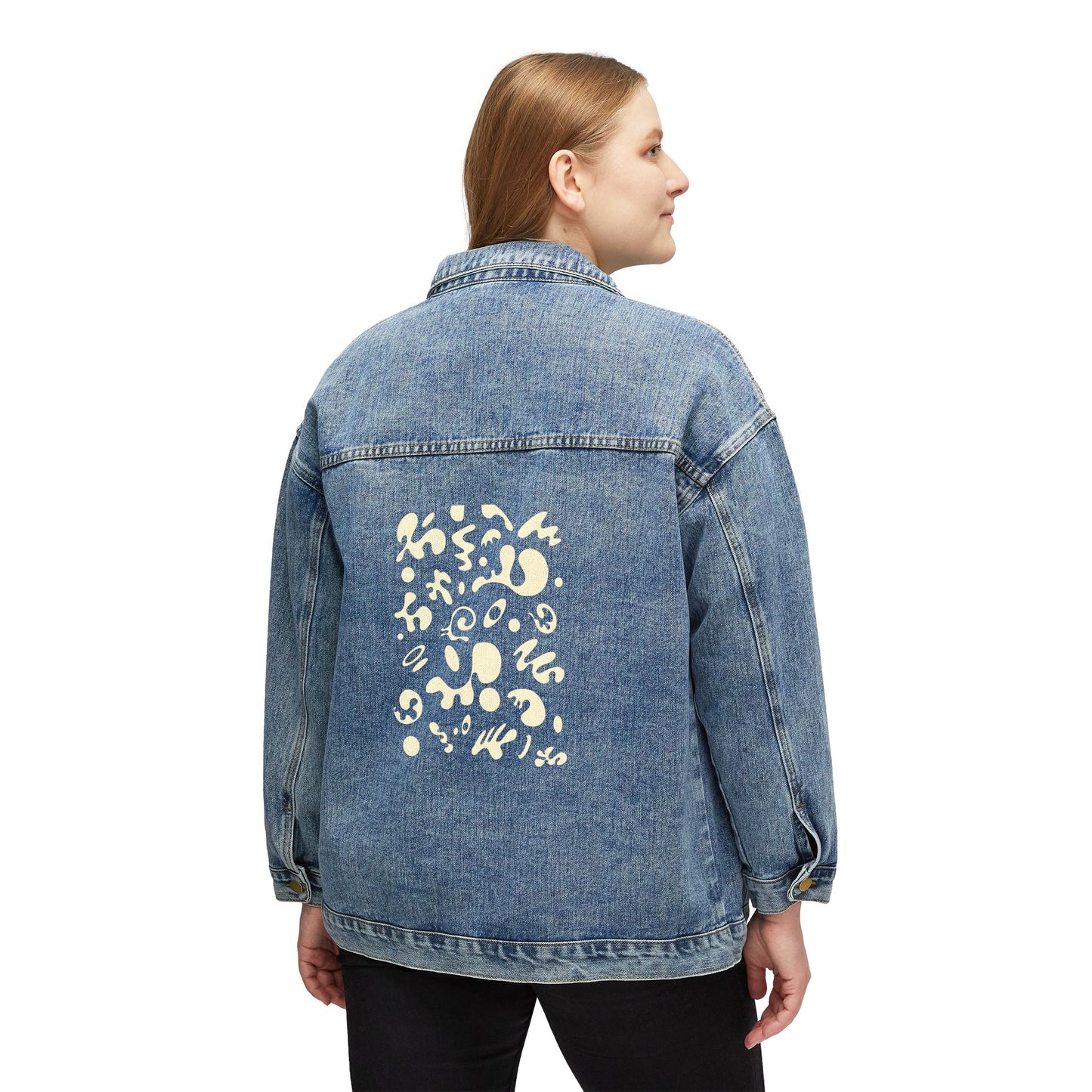 Bright Future Denim Jacket with Unique Back Design - Blank Page White