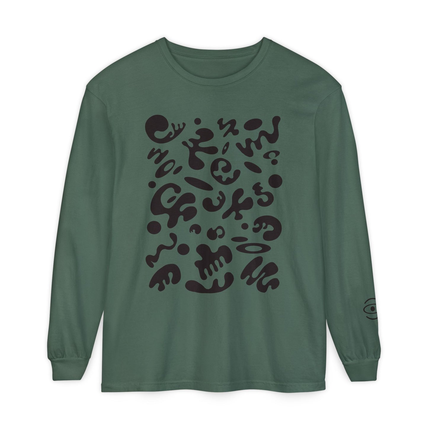 Pure Imagination Unisex Garment Dyed Long Sleeve T-Shirt - Smoke Signal Black Print