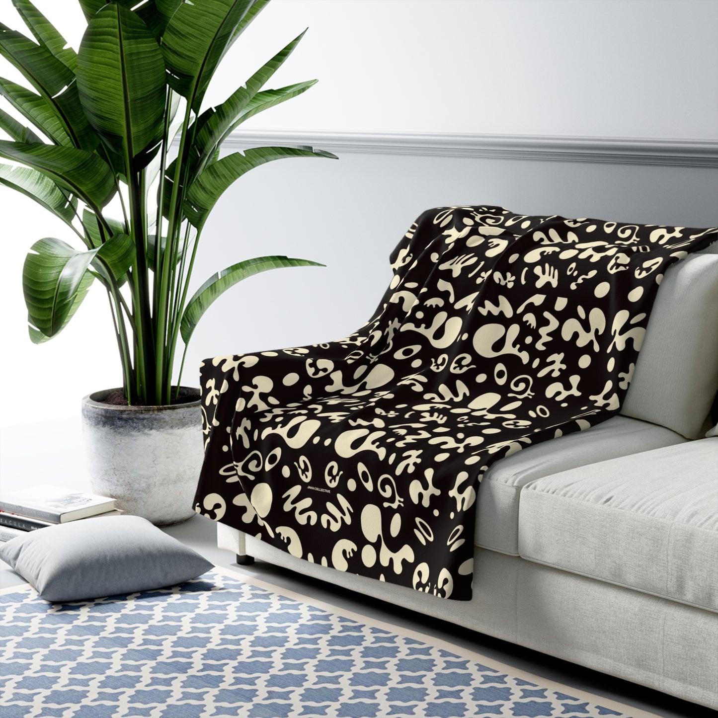 Mirror Work Sherpa Fleece Blanket - Smoke Signal