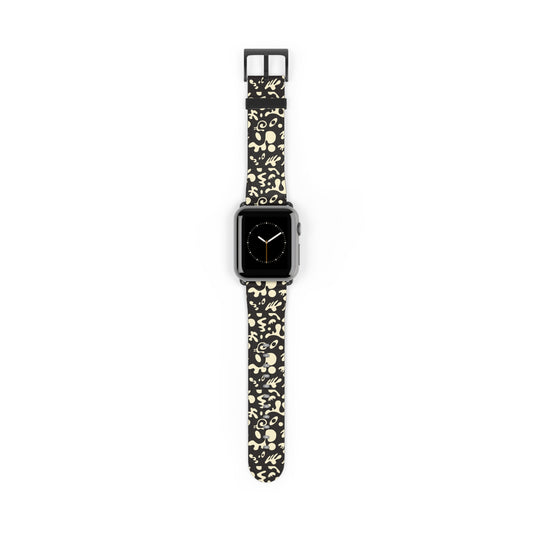Adorn'd Faux Leather Apple Watch Band - Smoke Signal Black