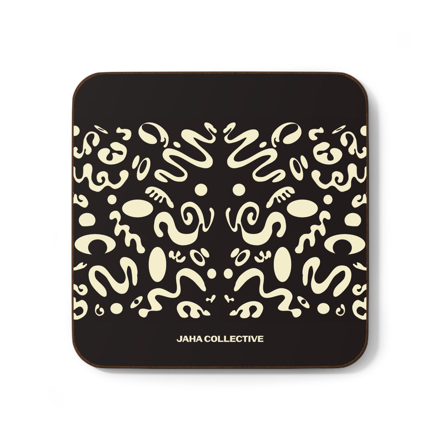 Mirror Work Hardboard Coaster - Smoke Signal Black