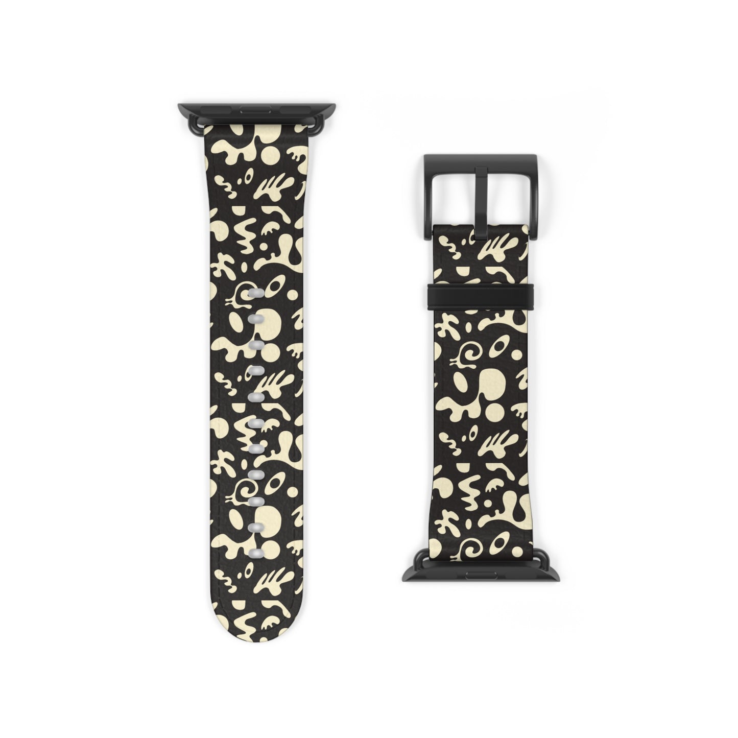 Adorn'd Faux Leather Apple Watch Band - Smoke Signal Black