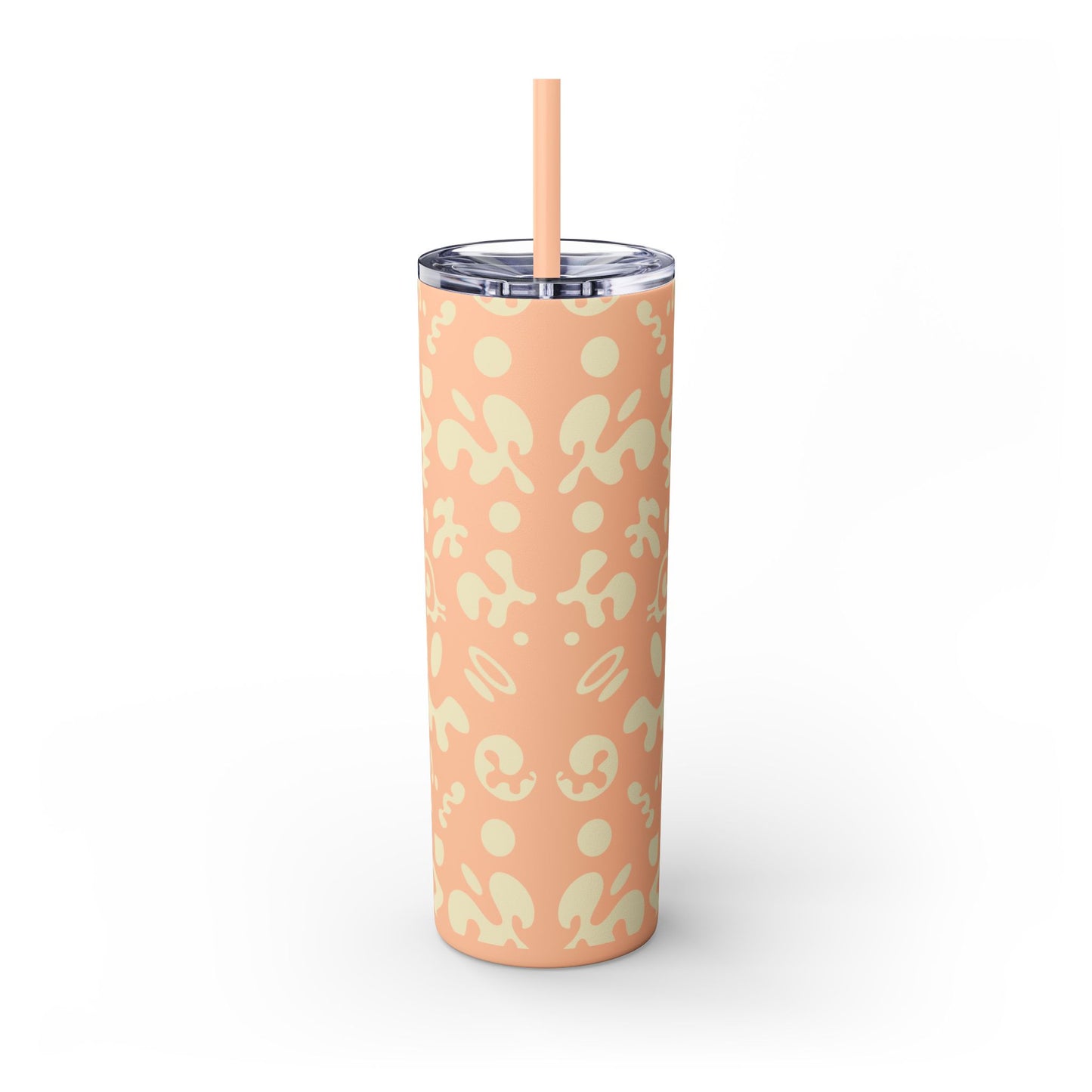 Mirror Work Skinny Color Tumbler w Straw - Blank Page White Print