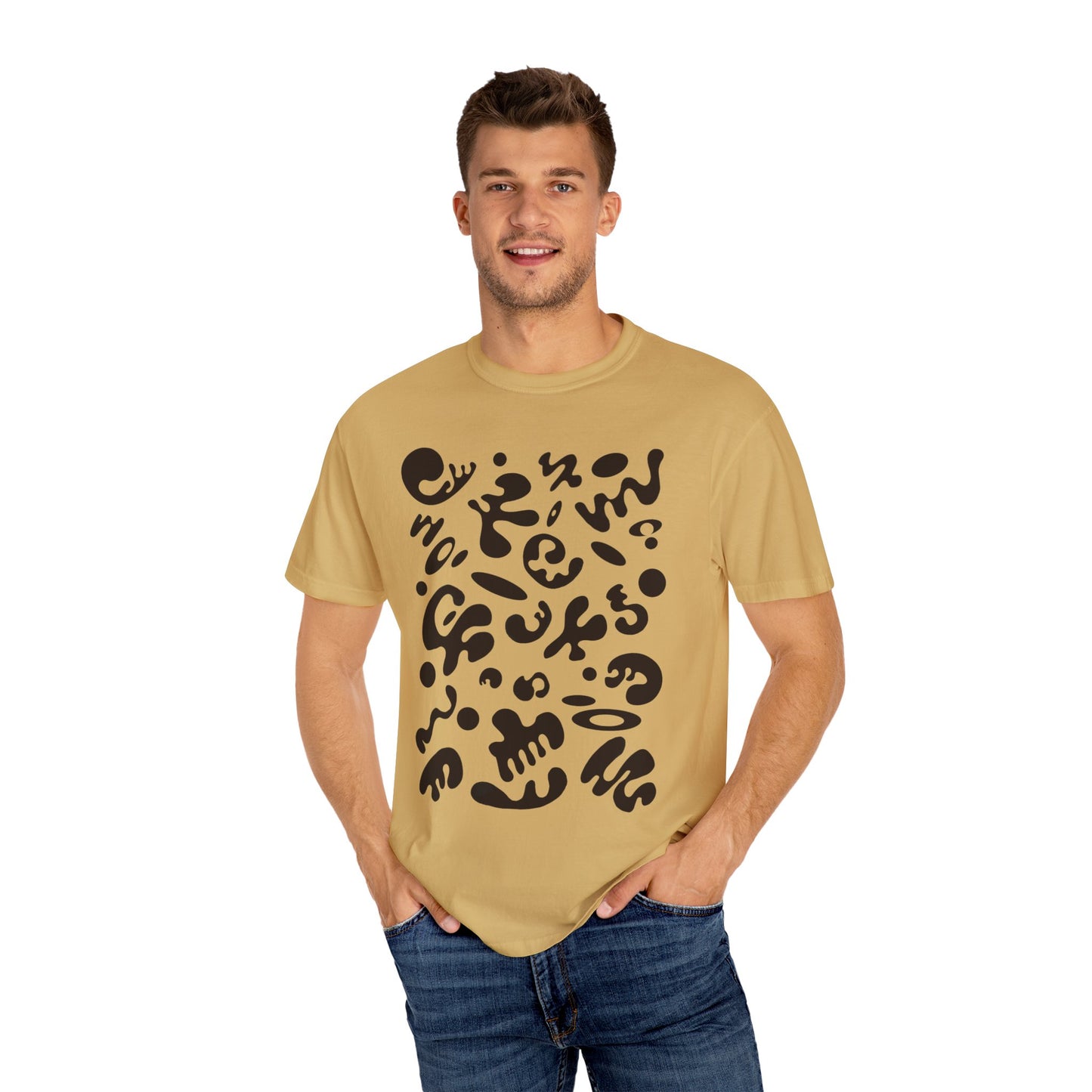 Pure Imagination Unisex Garment-Dyed T-Shirt (Warm Neutrals) - Smoke Signal Black Print