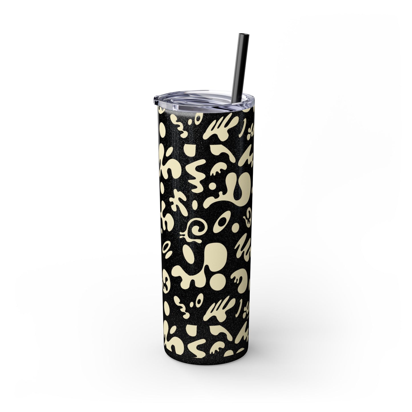 Mirror Work Skinny Color Tumbler w Straw - Blank Page White Print