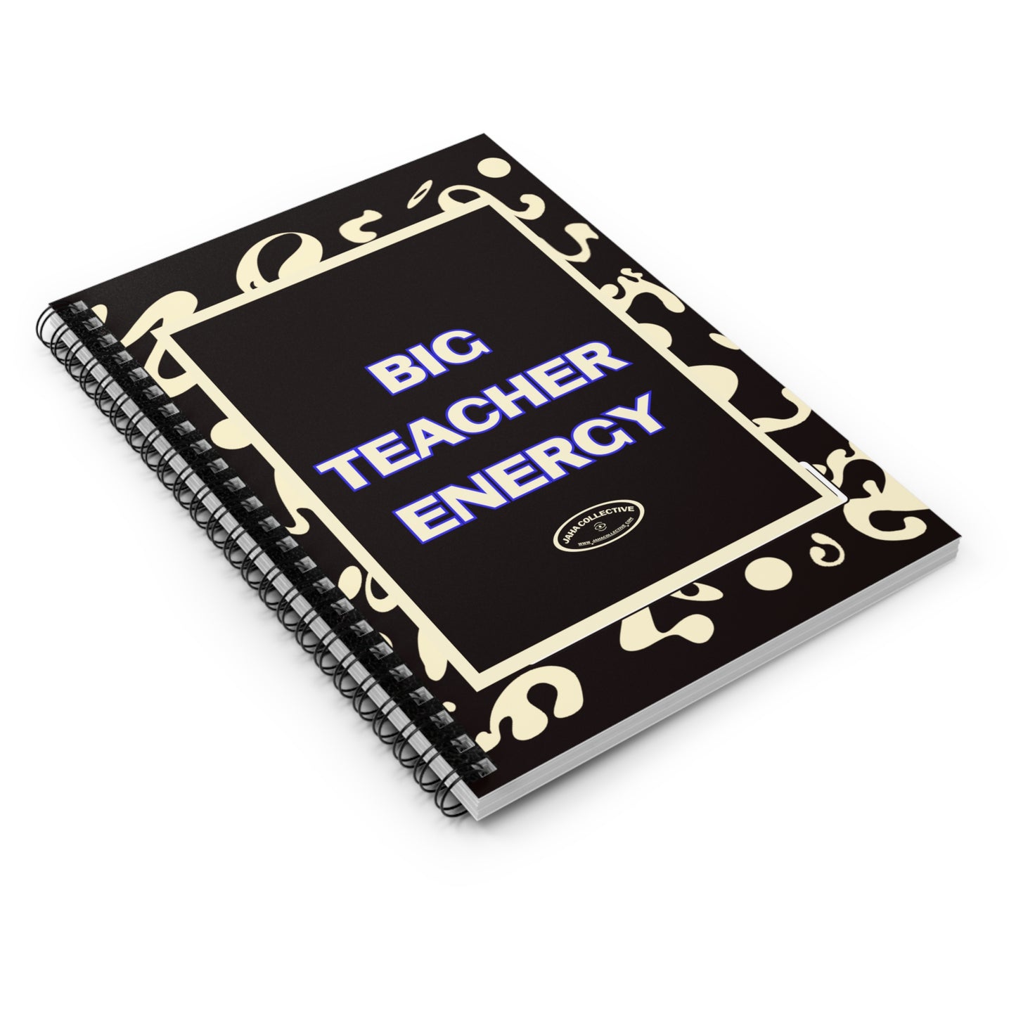 Big Teacher Energy Spiral Notebook (Ruled Line) - Smoke Signal Black