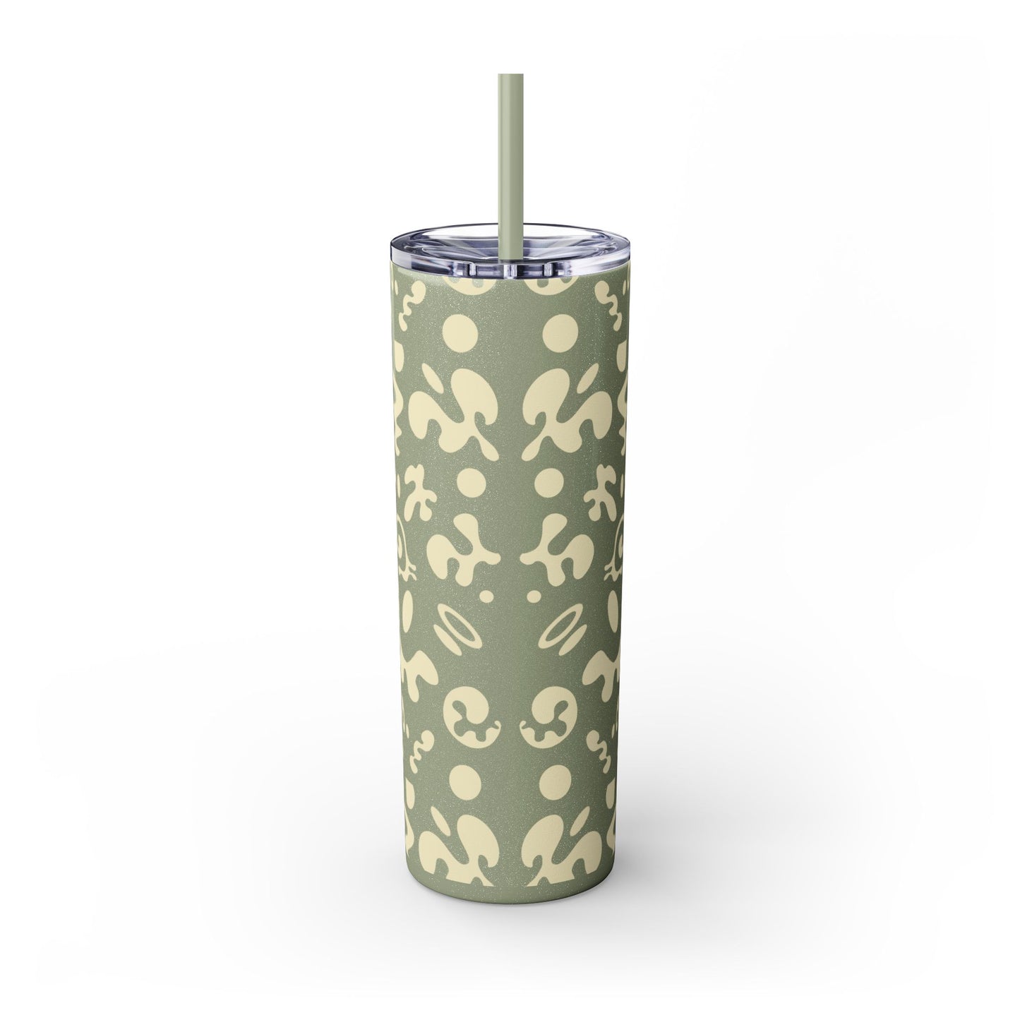 Mirror Work Skinny Color Tumbler w Straw - Blank Page White Print