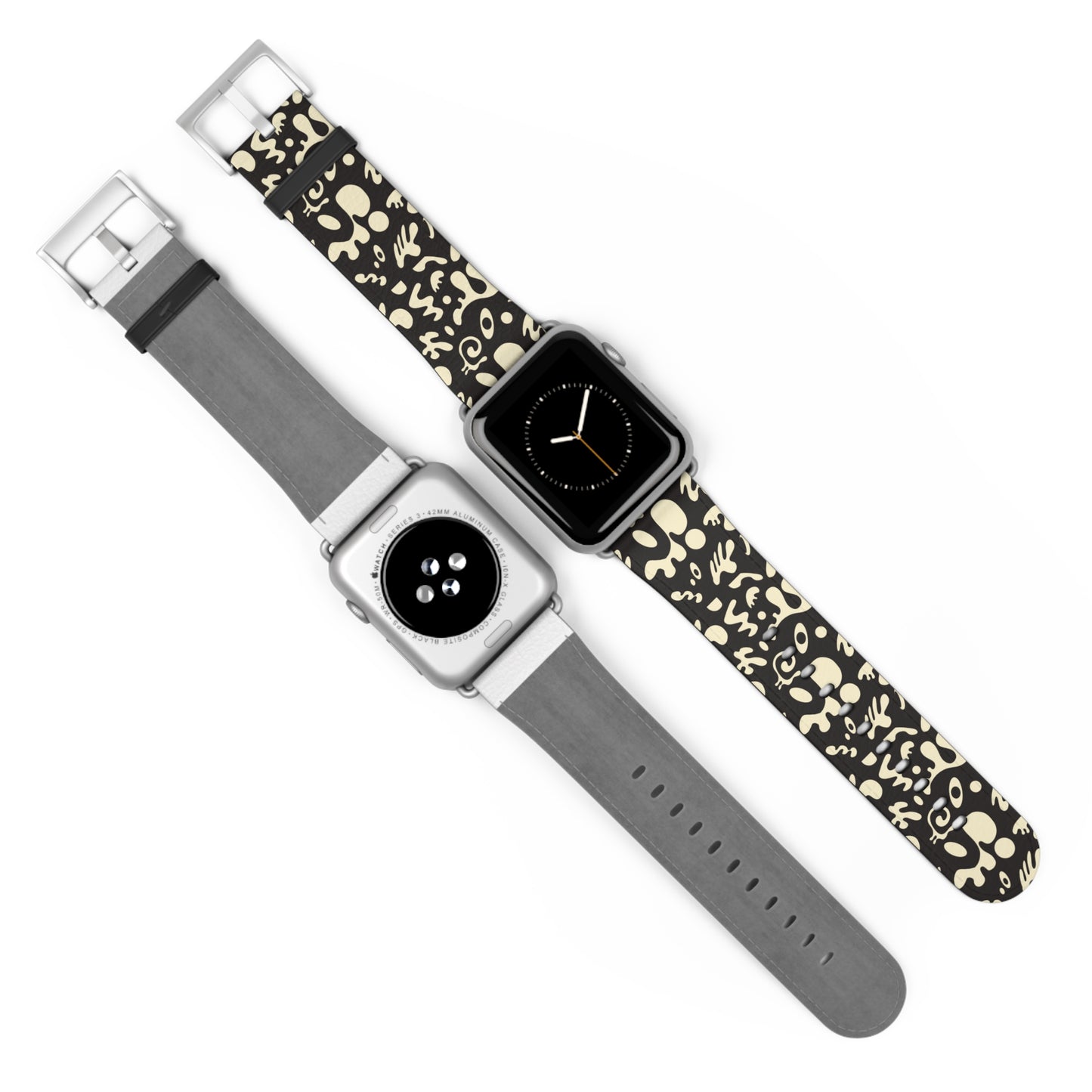 Adorn'd Faux Leather Apple Watch Band - Smoke Signal Black
