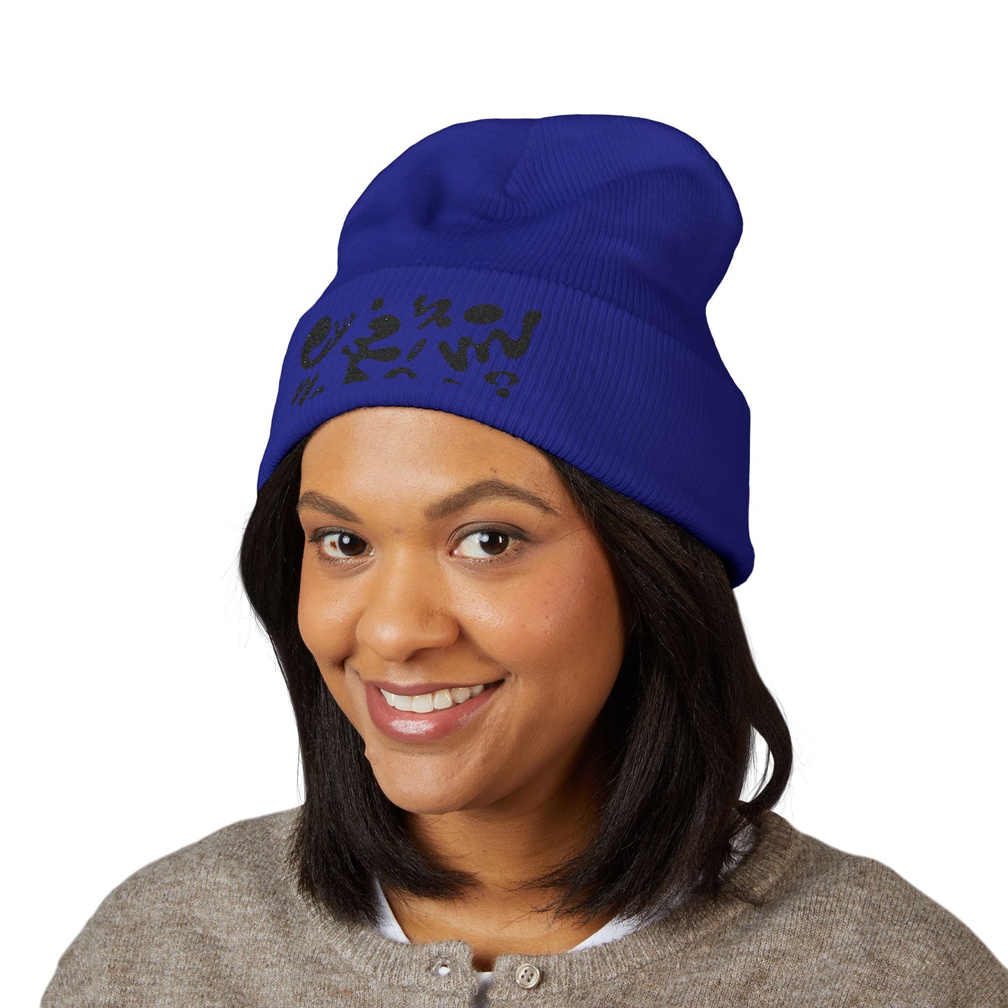 Pure Imagination Embroidered Classic Cuffed Beanie - Smoke Signal Black