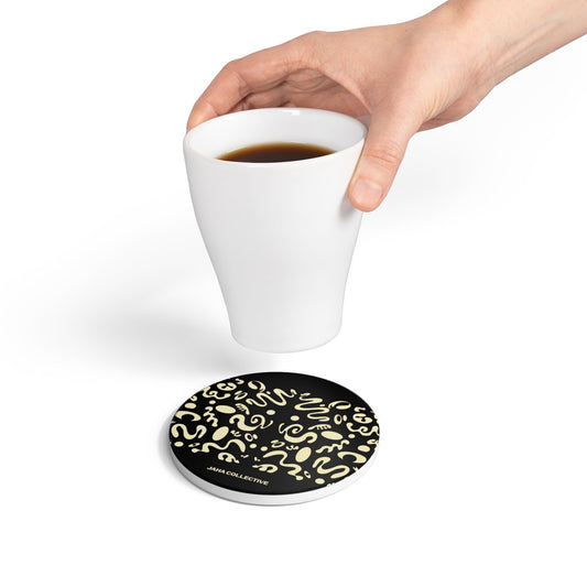 Mirror Work Ceramic Coaster (Square or Circle) - Smoke Signal Black