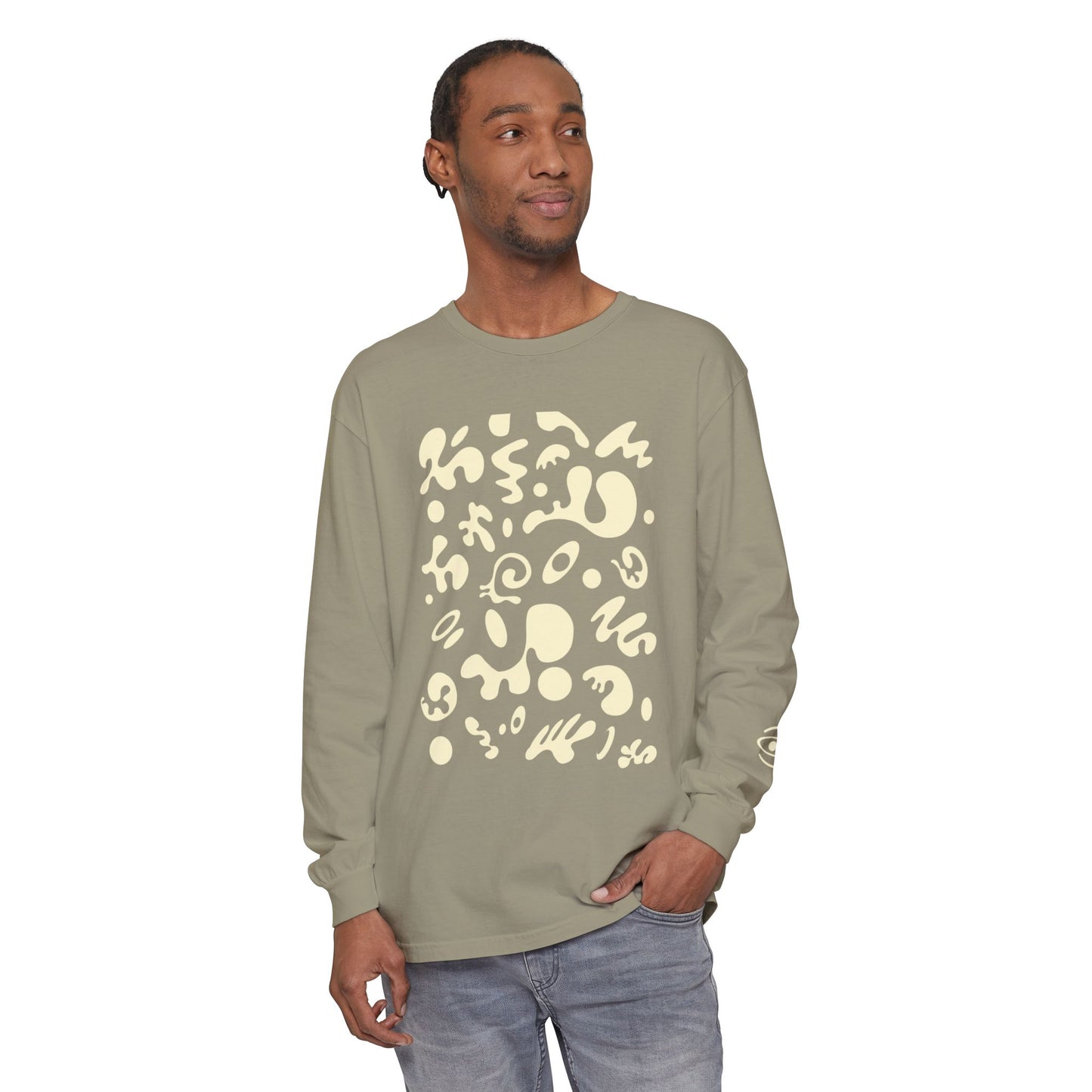 Pure Imagination Unisex Garment-Dyed Long Sleeve T-Shirt - Blank Page White Print
