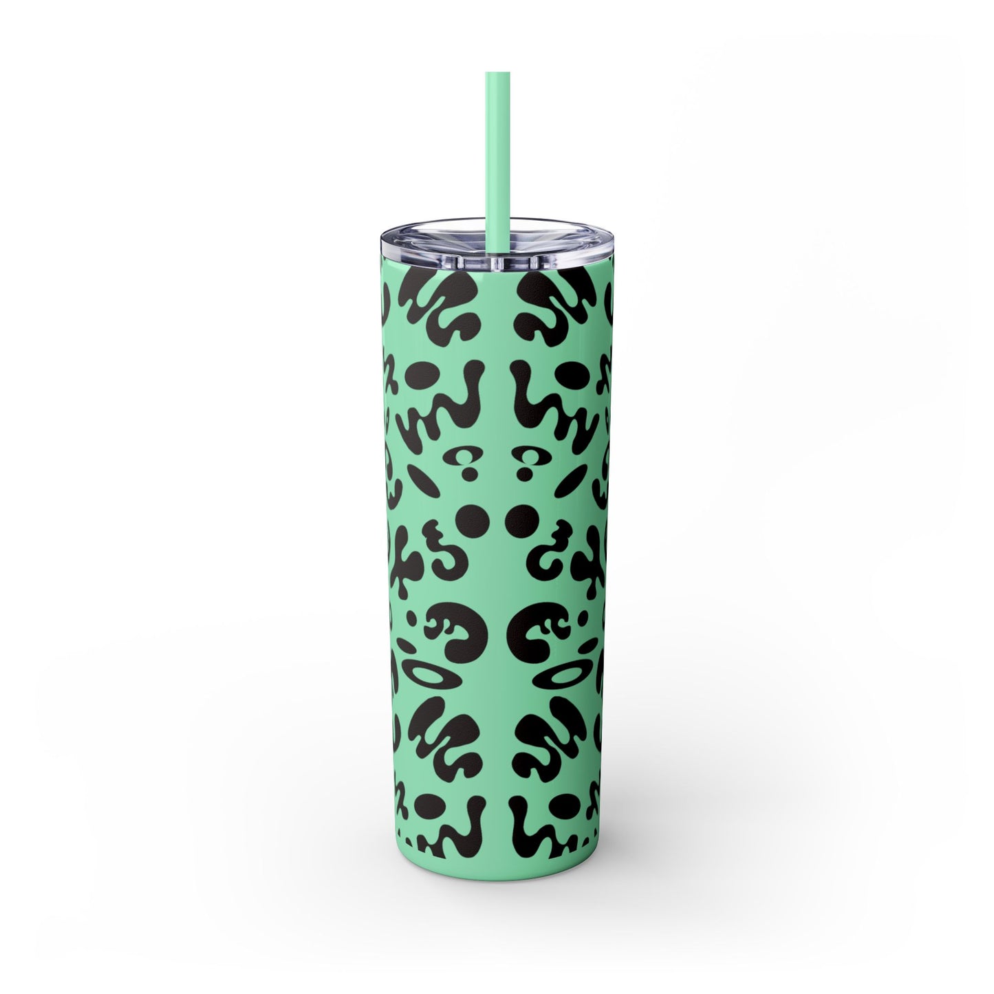 Mirror Work Skinny Color Tumbler w Straw - Smoke Signal Black Print