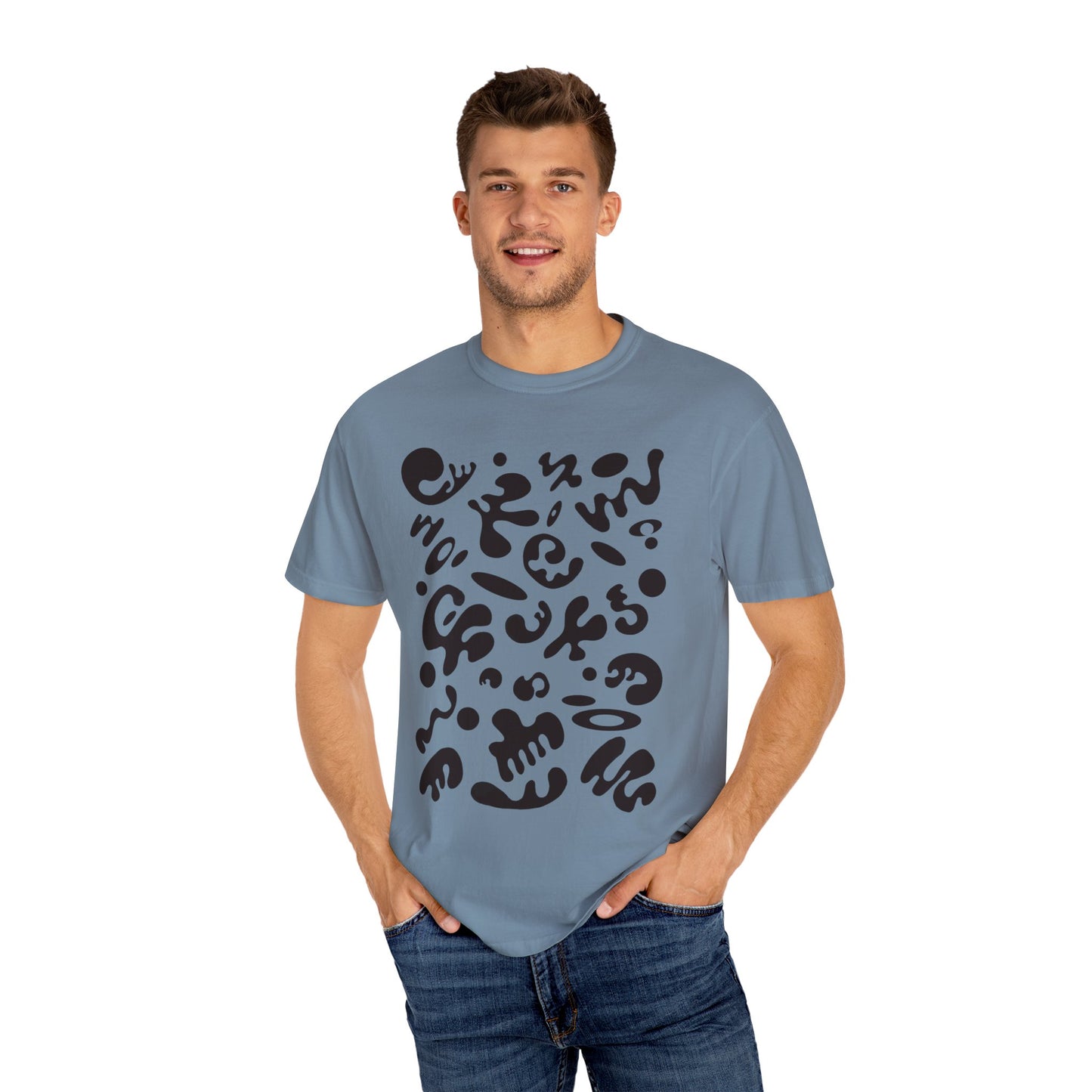 Pure Imagination Unisex Garment-Dyed T-Shirt (Cool Neutrals)  - Smoke Signal Black Print