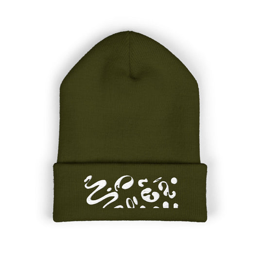 Pure Imagination Embroidered Classic Cuffed Beanie - Starlight White
