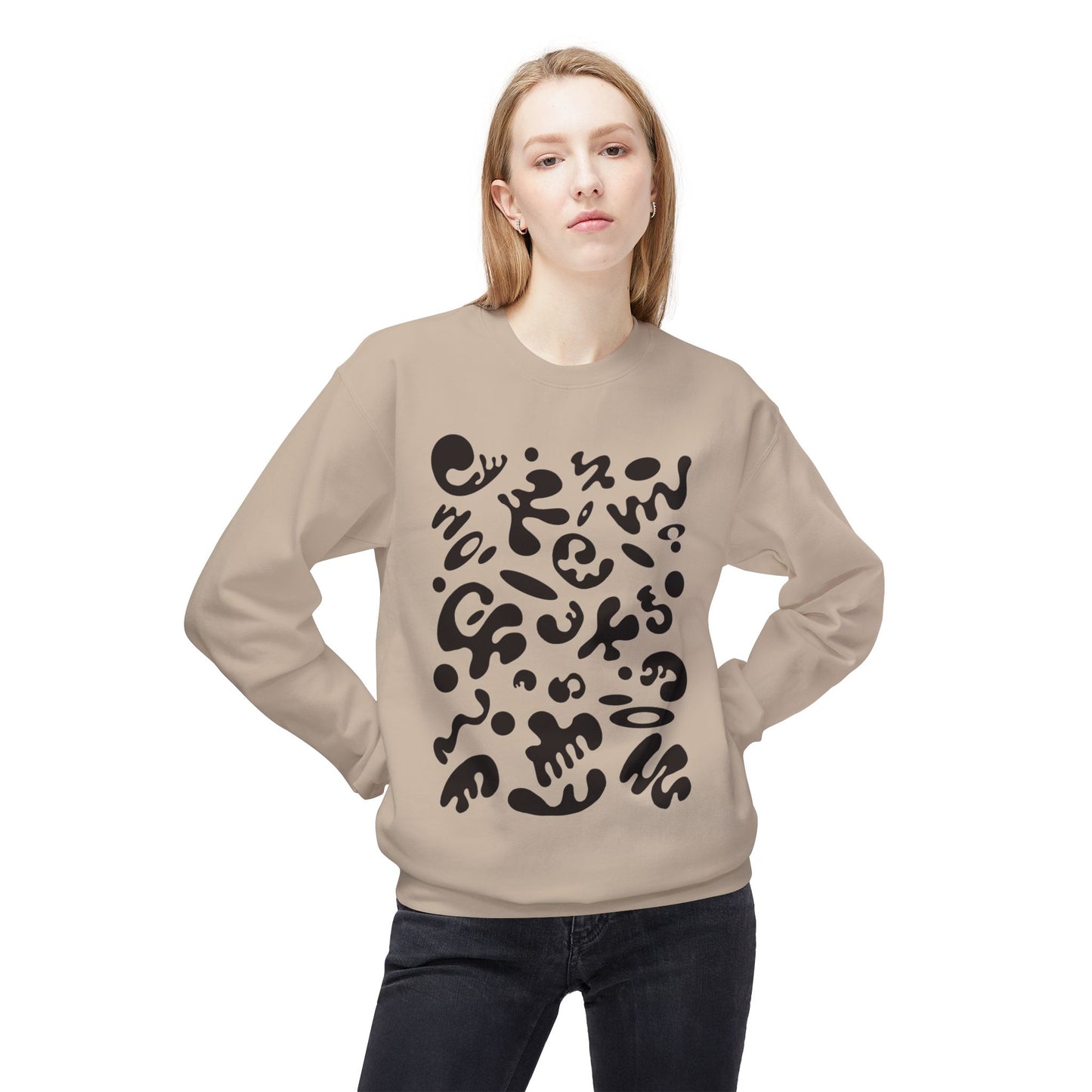 Pure Imagination Unisex Midweight Softstyle Fleece Crewneck Sweatshirt - Smoke Signal Black Print