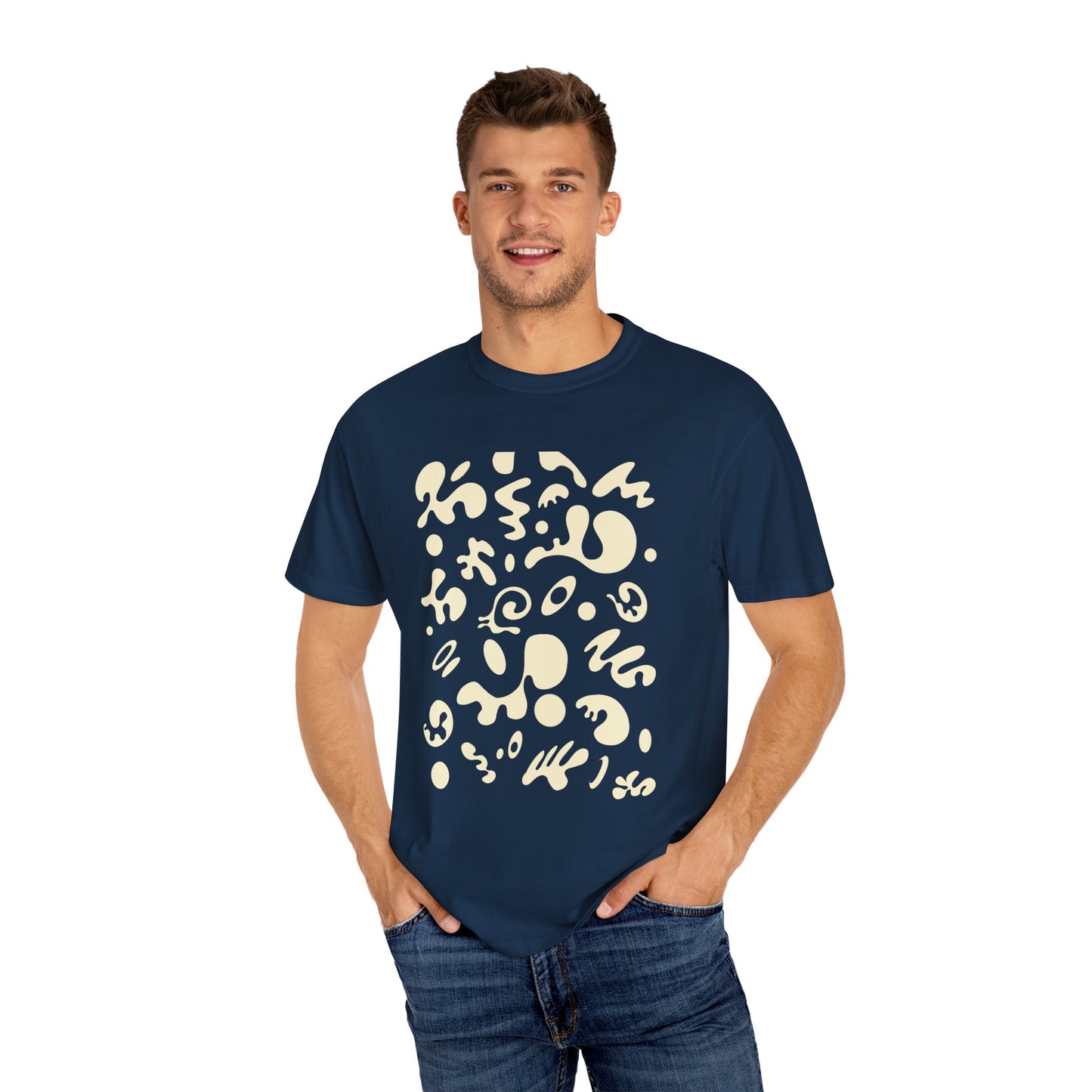 Pure Imagination Unisex Garment-Dyed T-Shirt (Cool Neutrals) - Blank Page White Print
