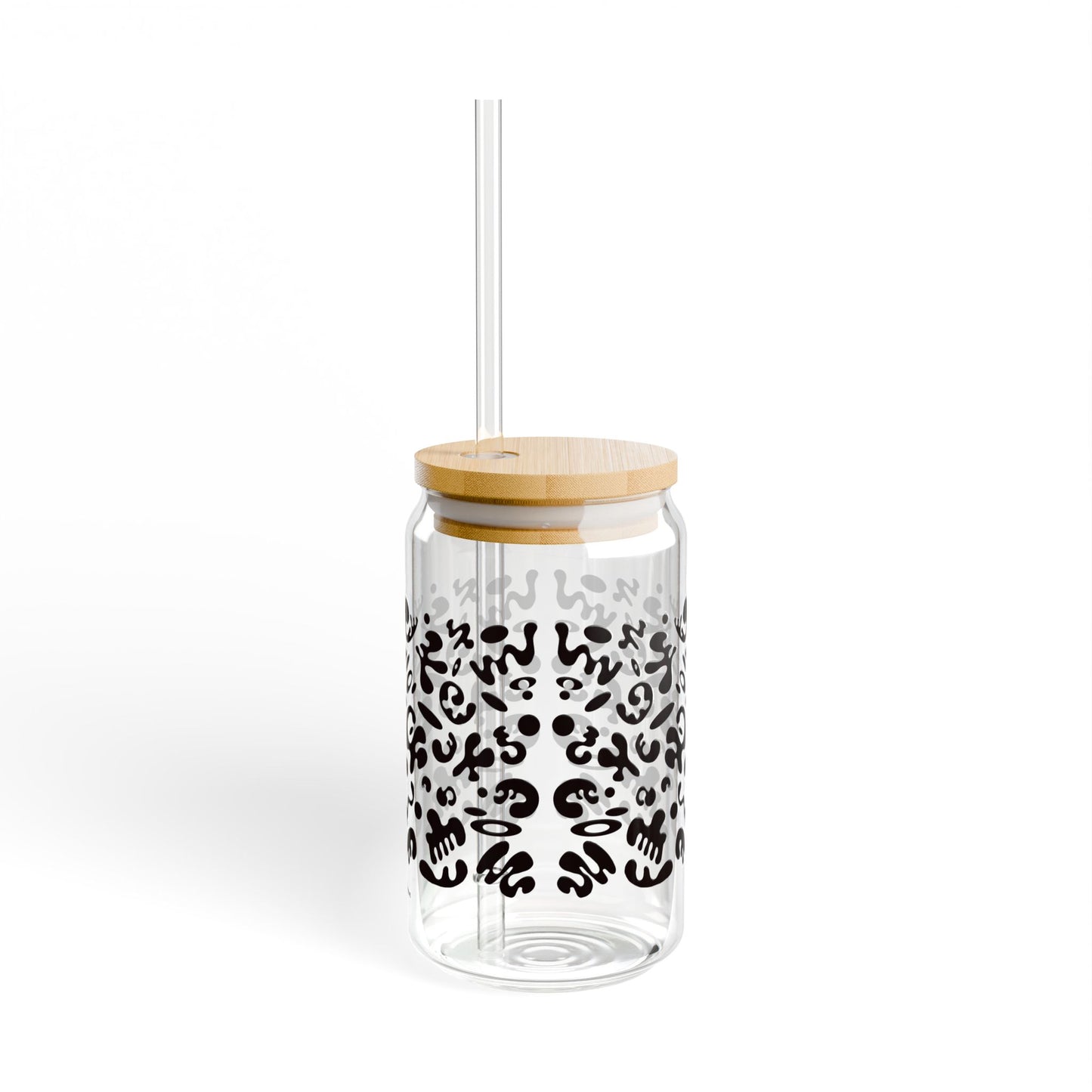 Mirror Work Sipper Glass with Bamboo Lid (16oz)