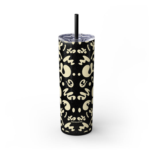 Mirror Work Skinny Color Tumbler w Straw - Blank Page White Print
