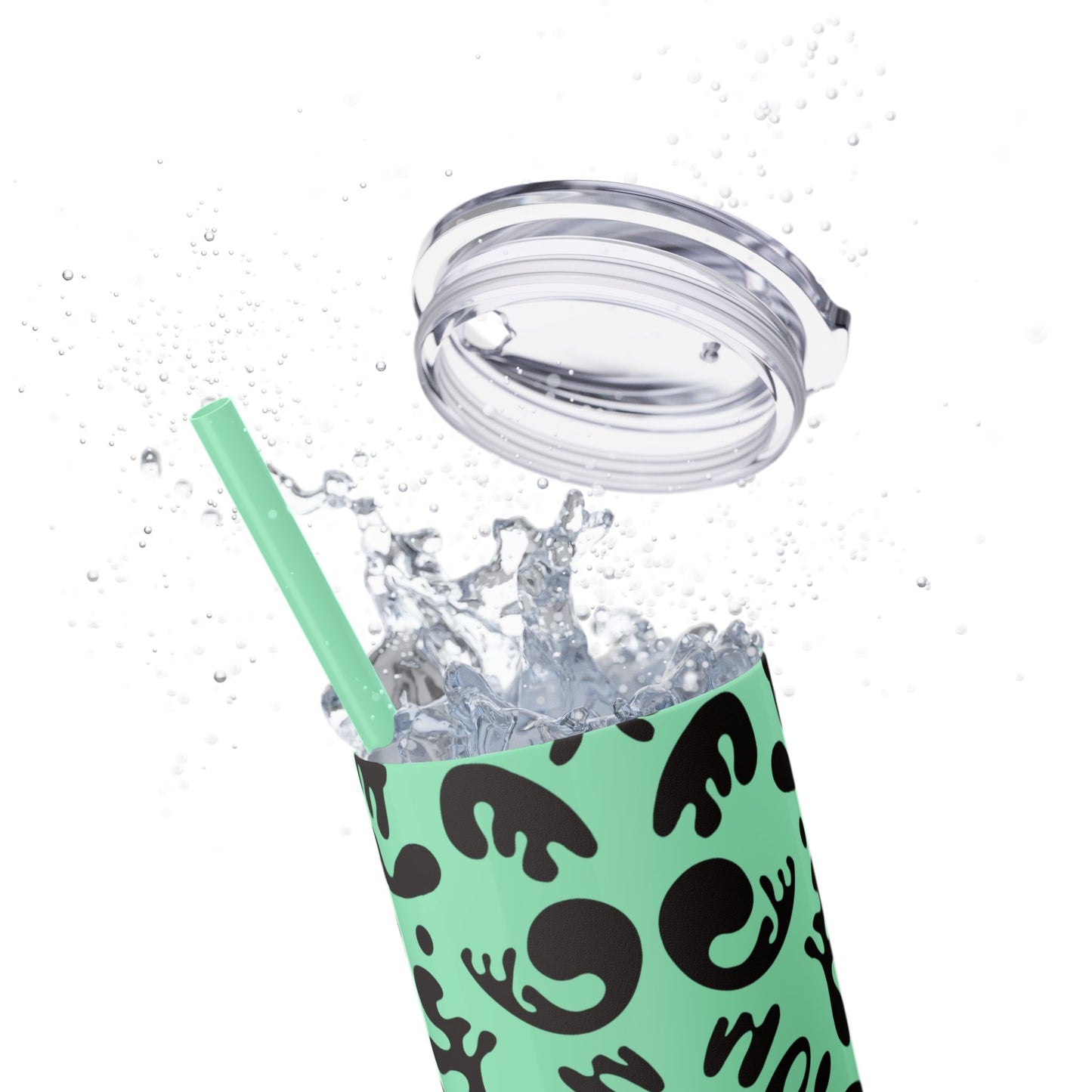 Mirror Work Skinny Color Tumbler w Straw - Smoke Signal Black Print