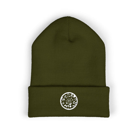 Adorn'd Logo Embroidered Classic Cuffed Beanie - Starlight White