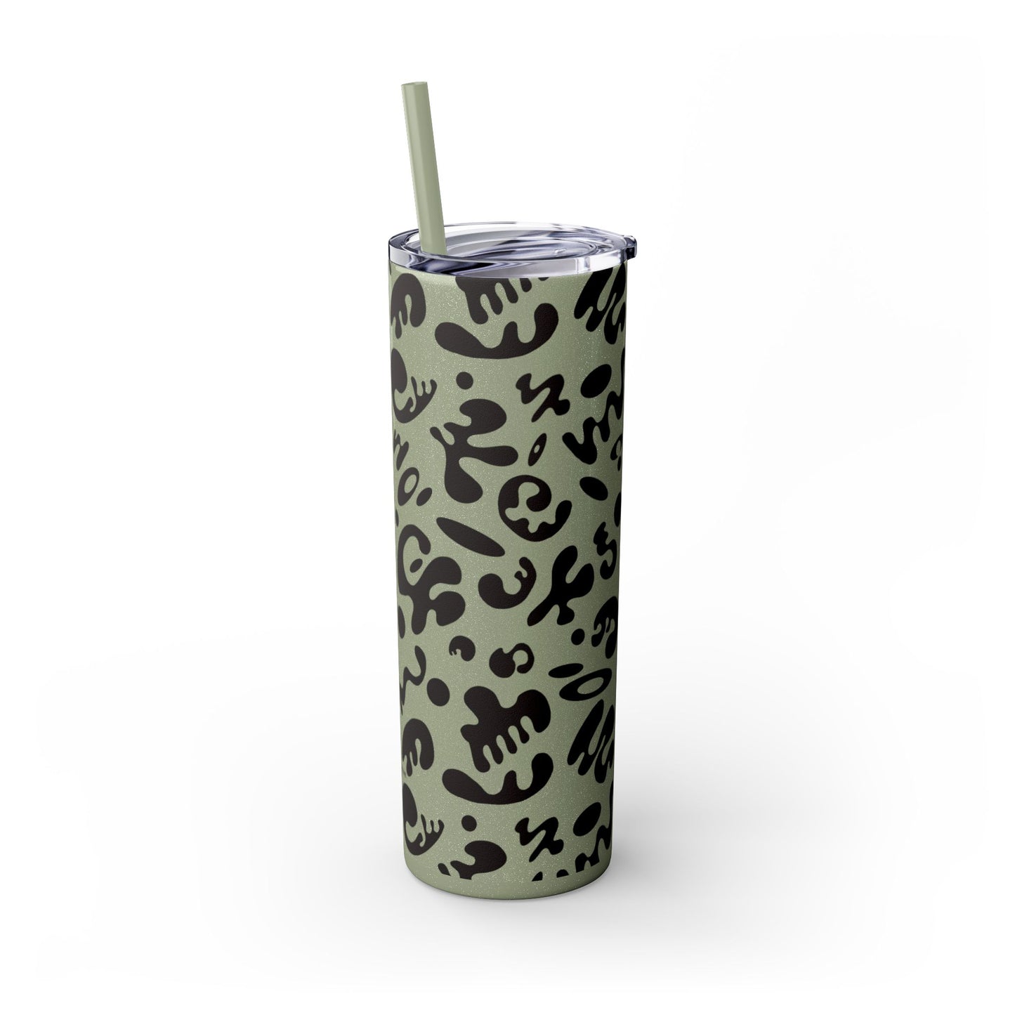 Mirror Work Skinny Color Tumbler w Straw - Smoke Signal Black Print