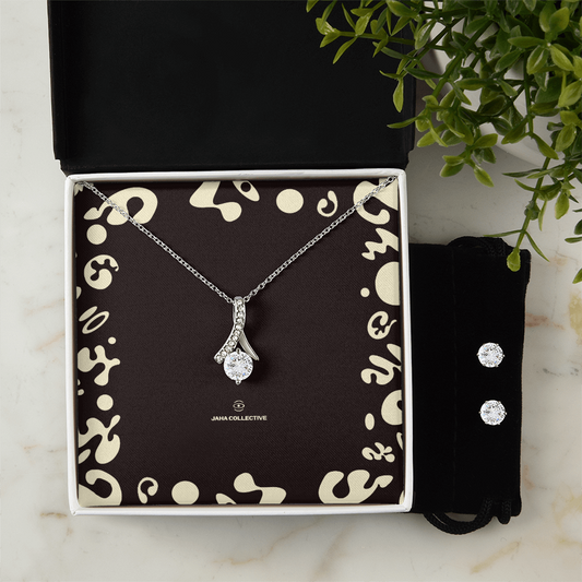Adorn'd Alluring Beauty Necklace & Earring Set - Soft Touch Box