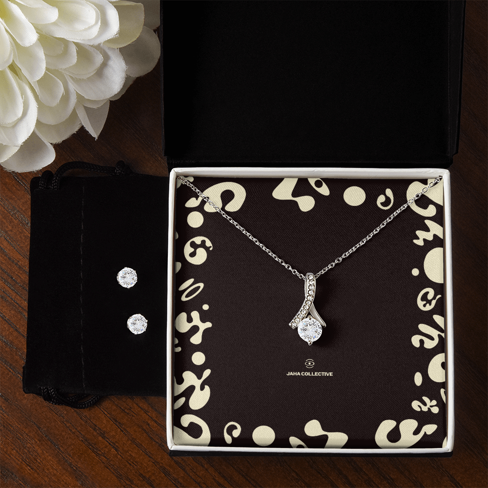 Adorn'd Alluring Beauty Necklace & Earring Set - Soft Touch Box
