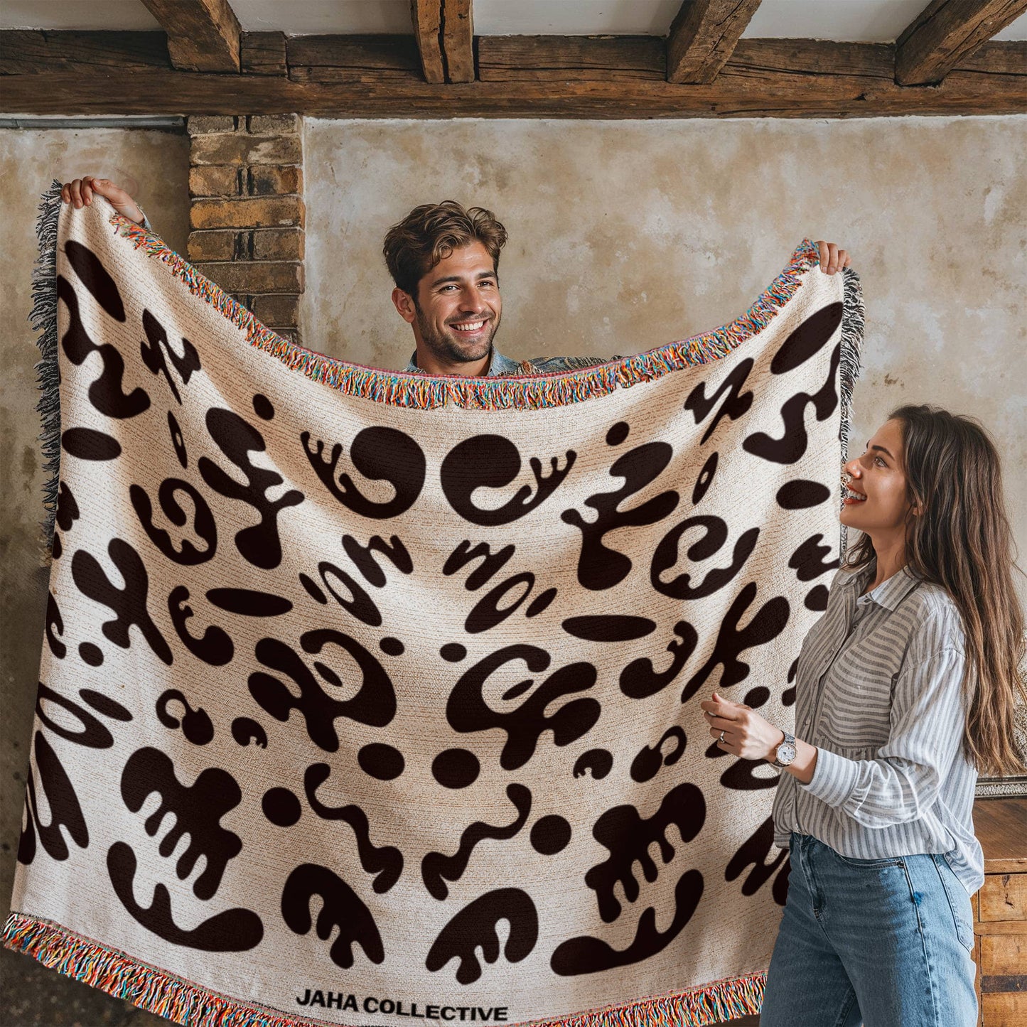 Mirror Work Heirloom Artwork Woven Blanket (80" x 60")