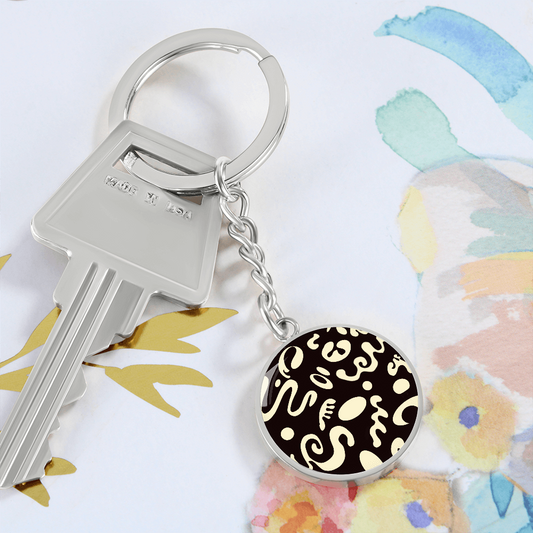 Pure Imagination Graphic Circle Keychain - Stainless Steel