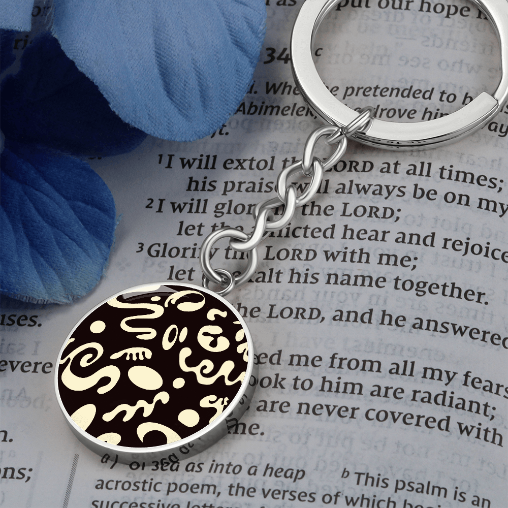 Pure Imagination Graphic Circle Keychain - Stainless Steel
