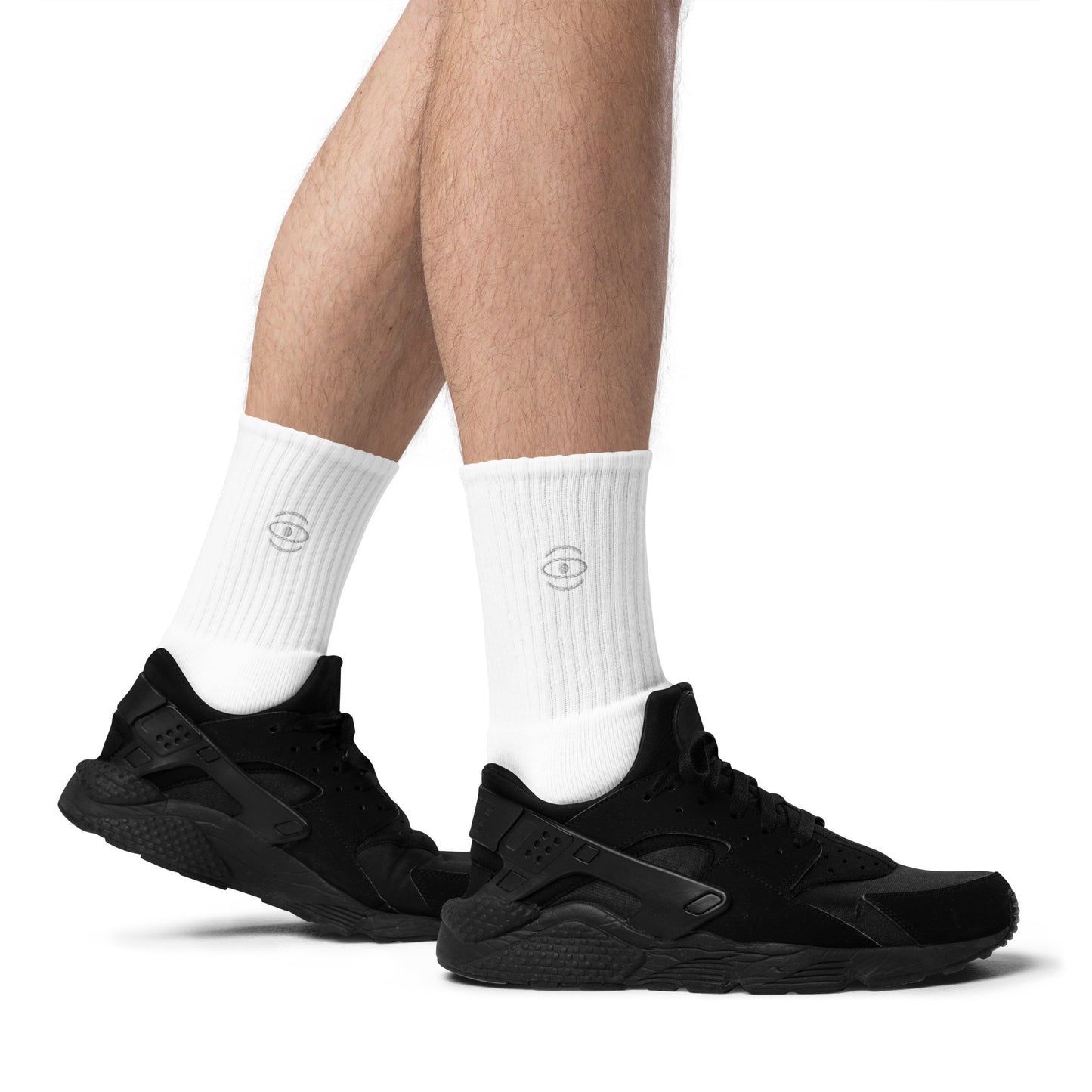 Jaha Logo Embroidered Minimalist Socks - Starlight White
