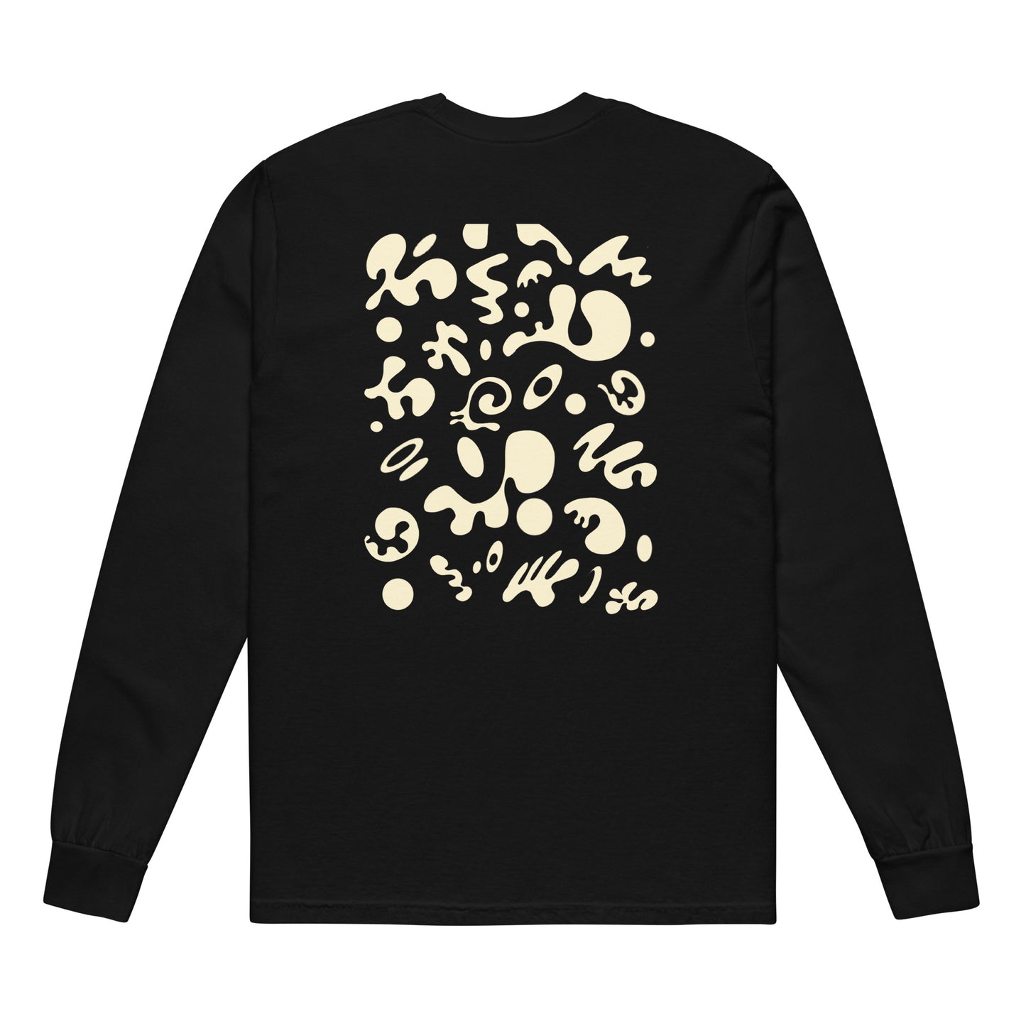 Jaha Logo Garment-Dyed Heavyweight Long Sleeve T Shirt w Embroidered Left Chest & Back Print - Blank Page White