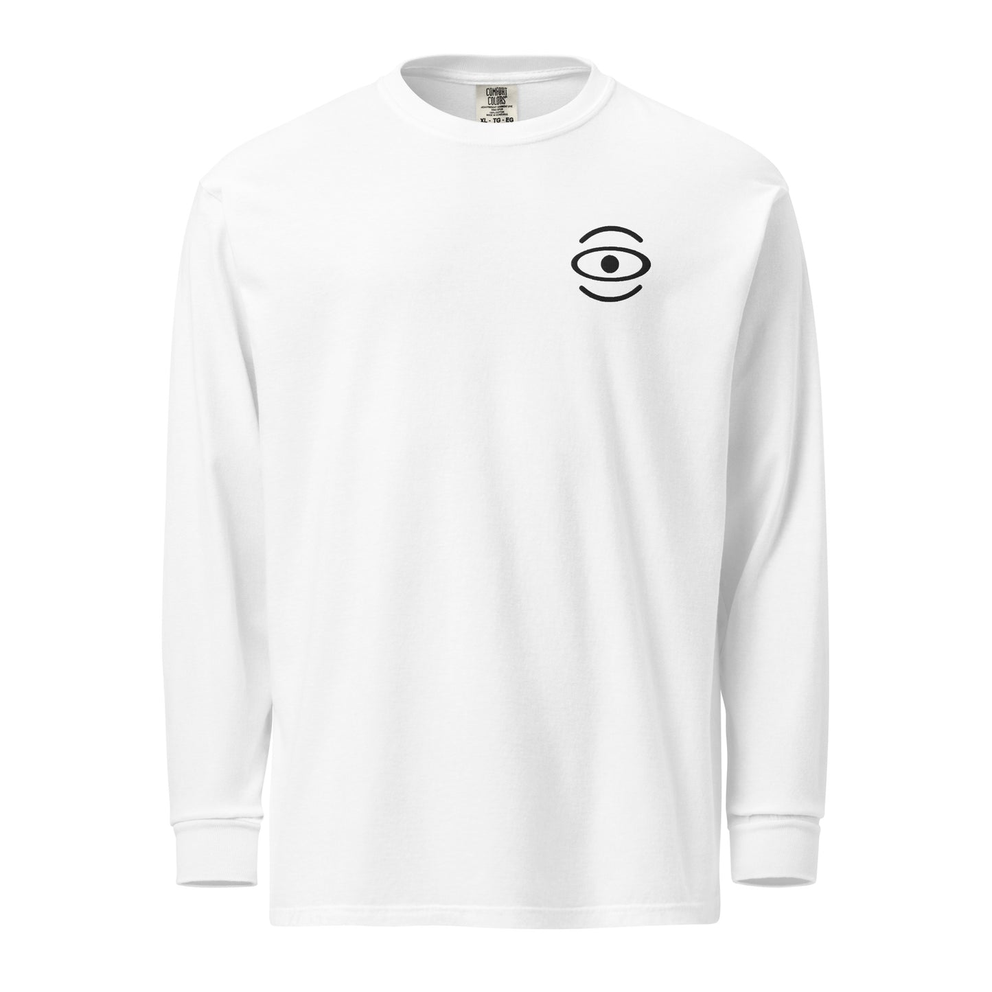 Jaha Logo Garment-Dyed Heavyweight Long Sleeve T Shirt w Embroidered Left Chest & Back Print - Smoke Signal Black