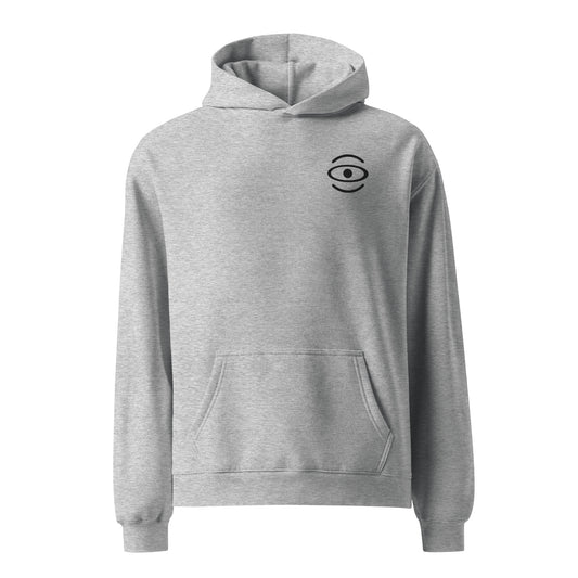 Adorn'd Unisex Oversized Hoodie w Embroidered Logo + Back Print - Smoke Signal Black