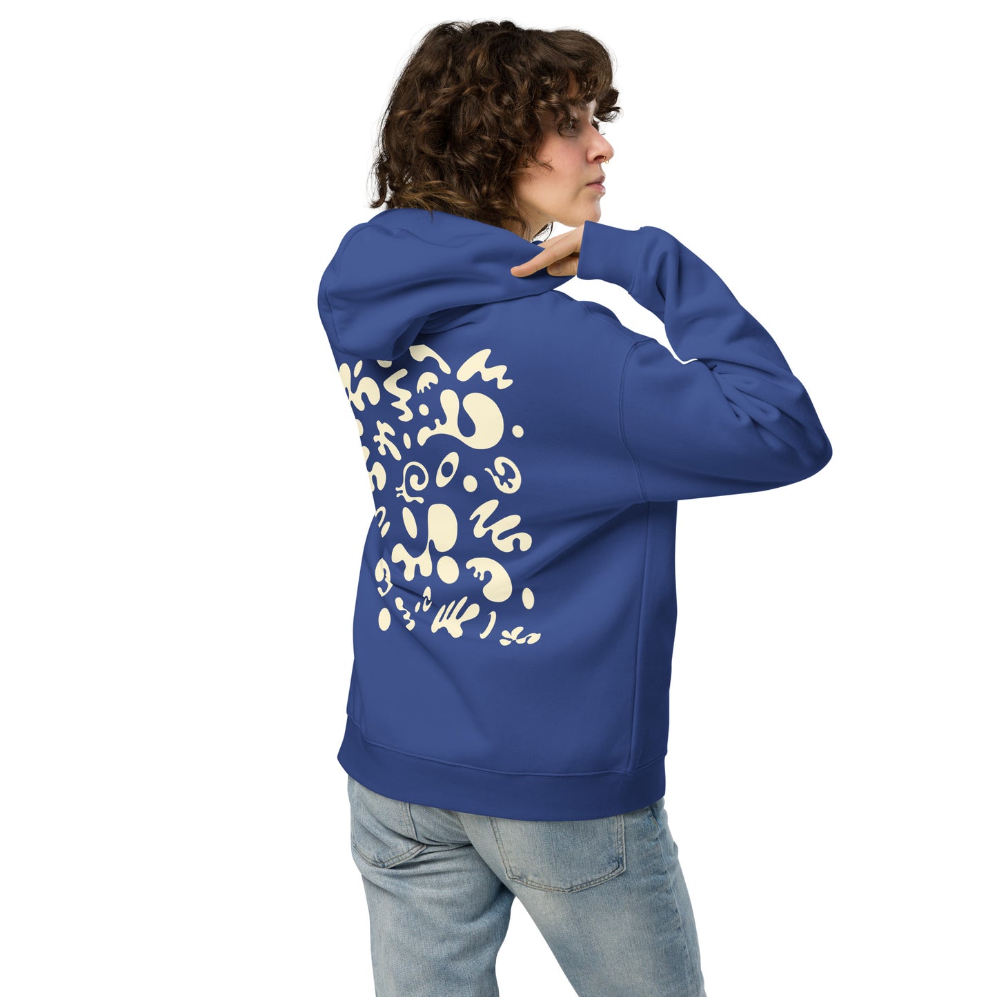 Adorn'd Unisex Oversized Hoodie w Embroidered Logo + Back Print - Starlight White
