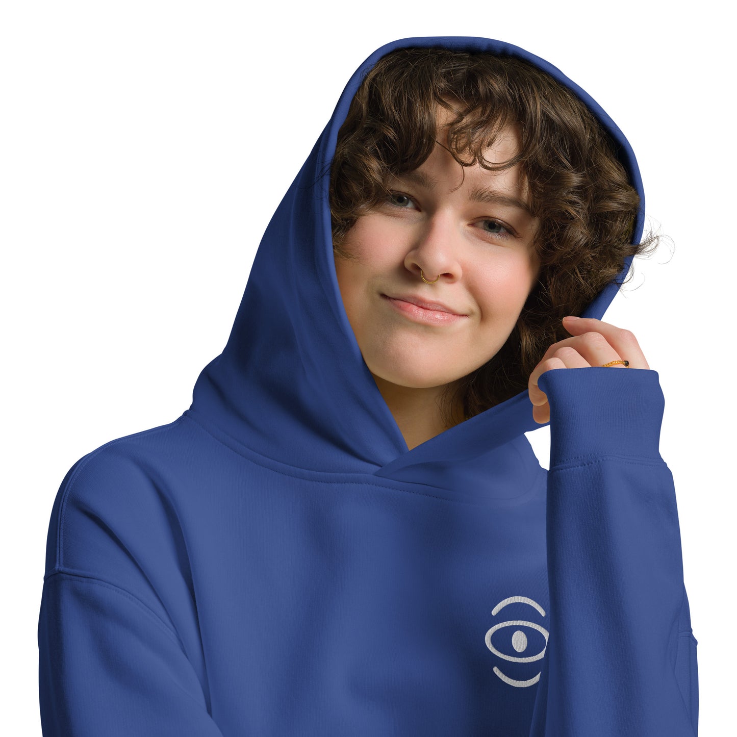 Adorn'd Unisex Oversized Hoodie w Embroidered Logo + Back Print - Starlight White