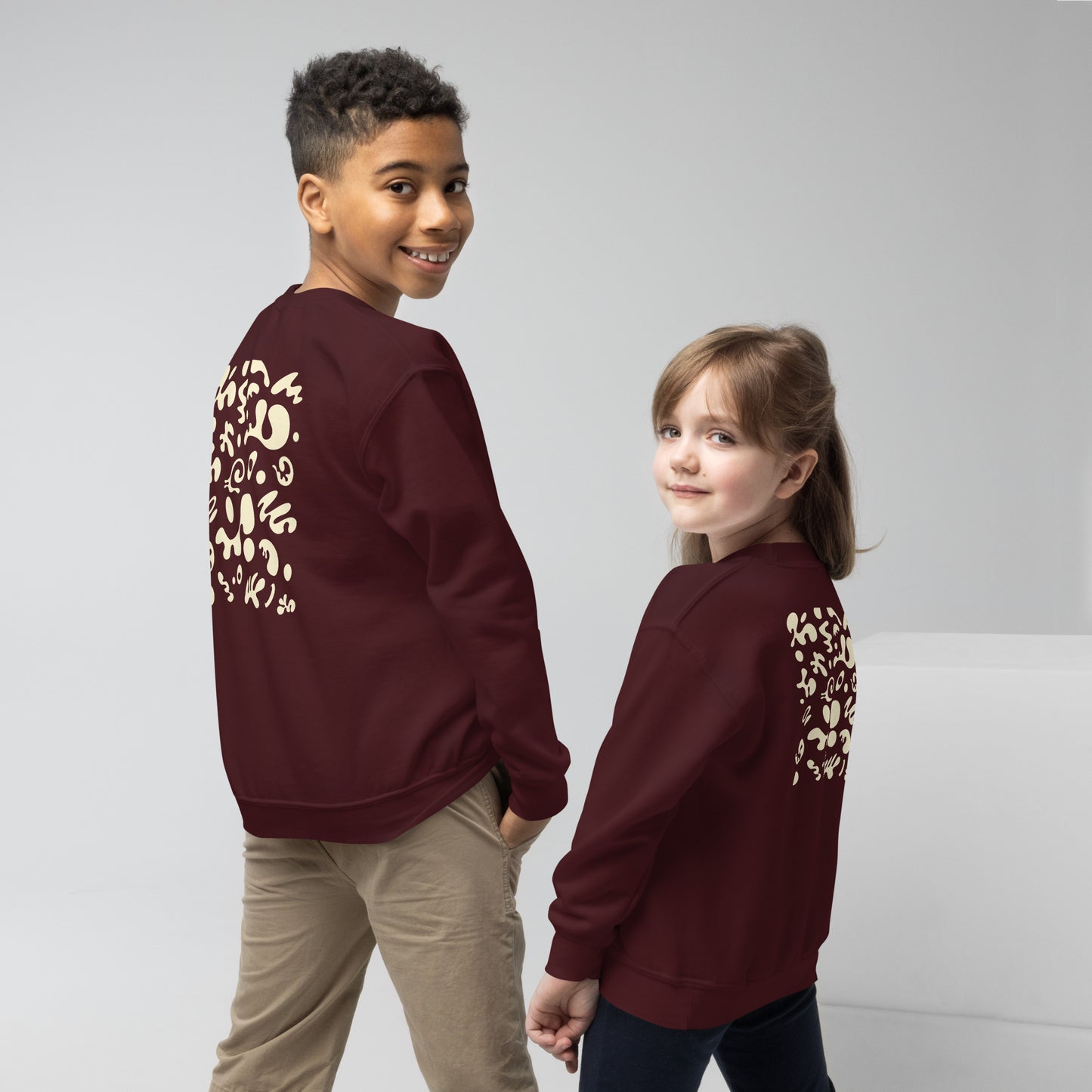 Jaha Logo Youth Crewneck Sweatshirt w Embroidered Logo + Back Print