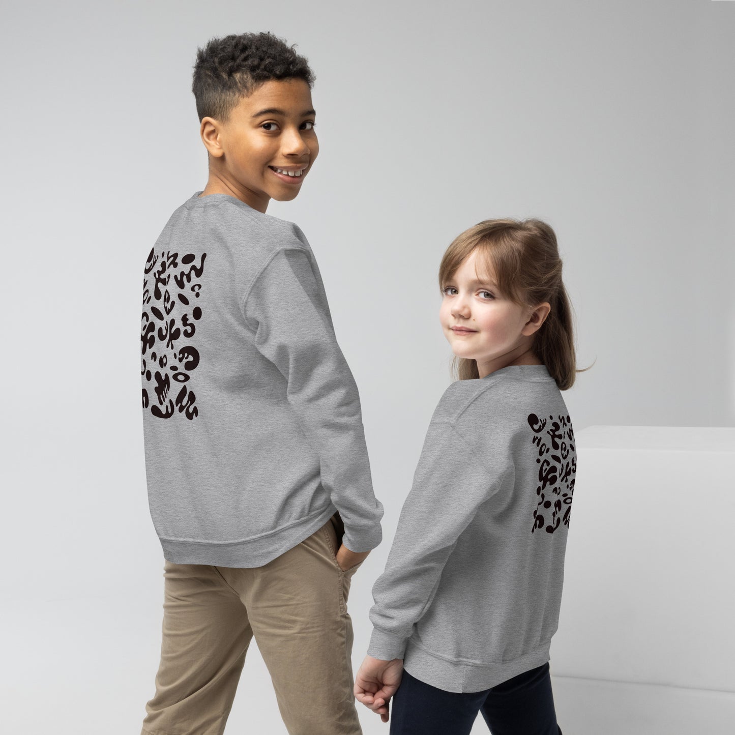 Jaha Logo Youth Crewneck Sweatshirt w Embroidered Logo + Back Print - Smoke Signal Black